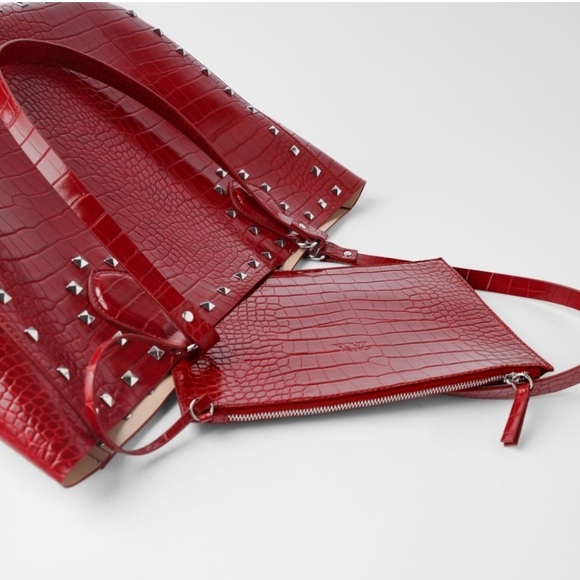 Zara animal embossed studded shopper bag - Picture 6 of 7